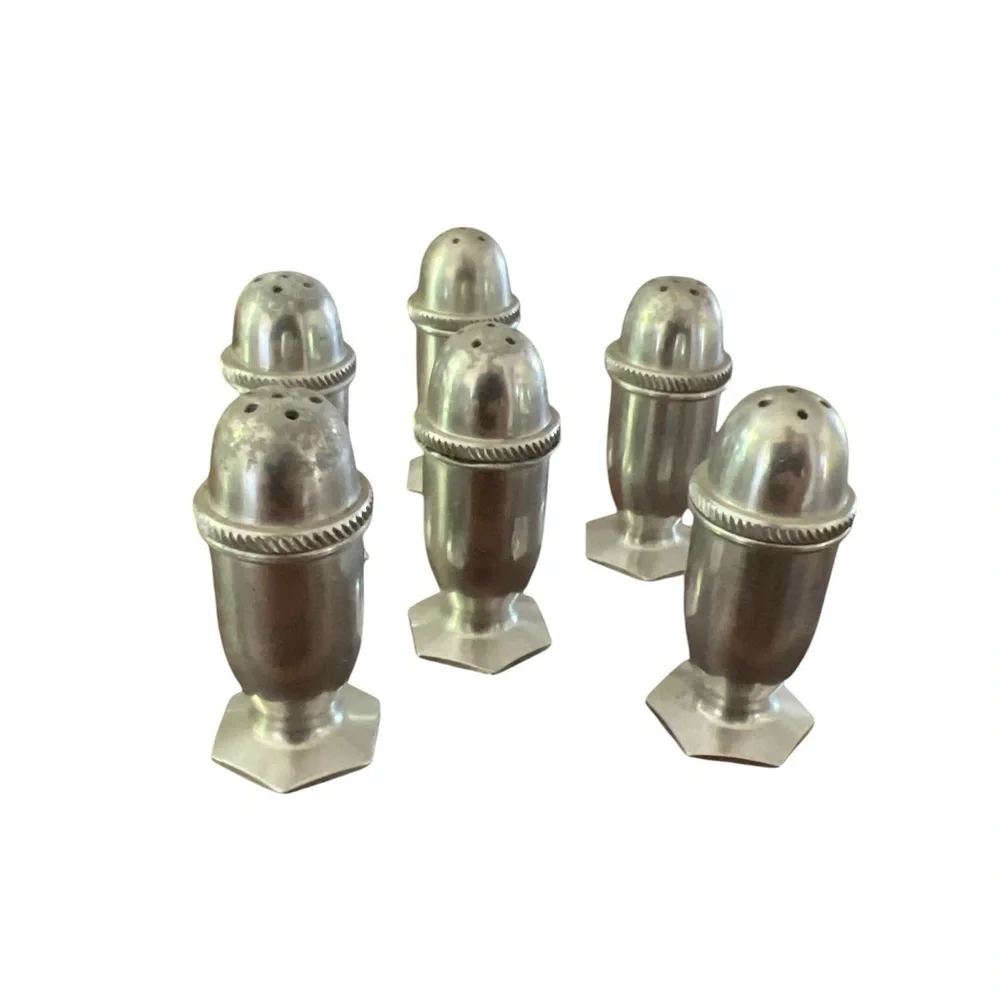 Antique silver individual salt and pepper shakers